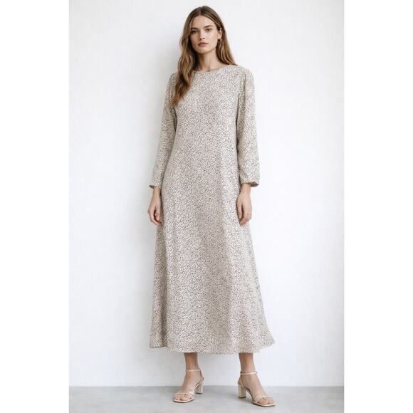 Zara Dresses & Skirts - Zara Speckled Long Sleeve Midi Dress Chic Cream Tan Size Large